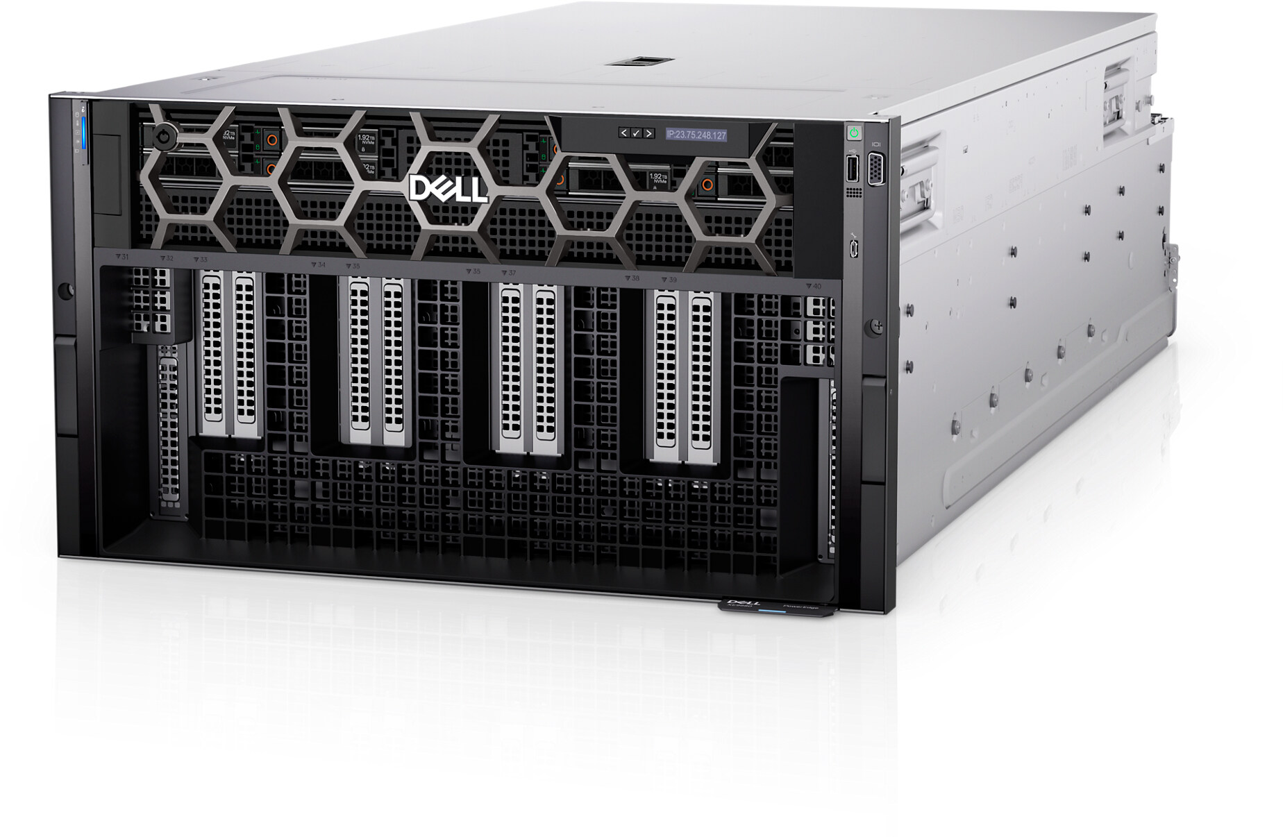 Dell PowerEdge XE9680 AI server, front three-quarter view