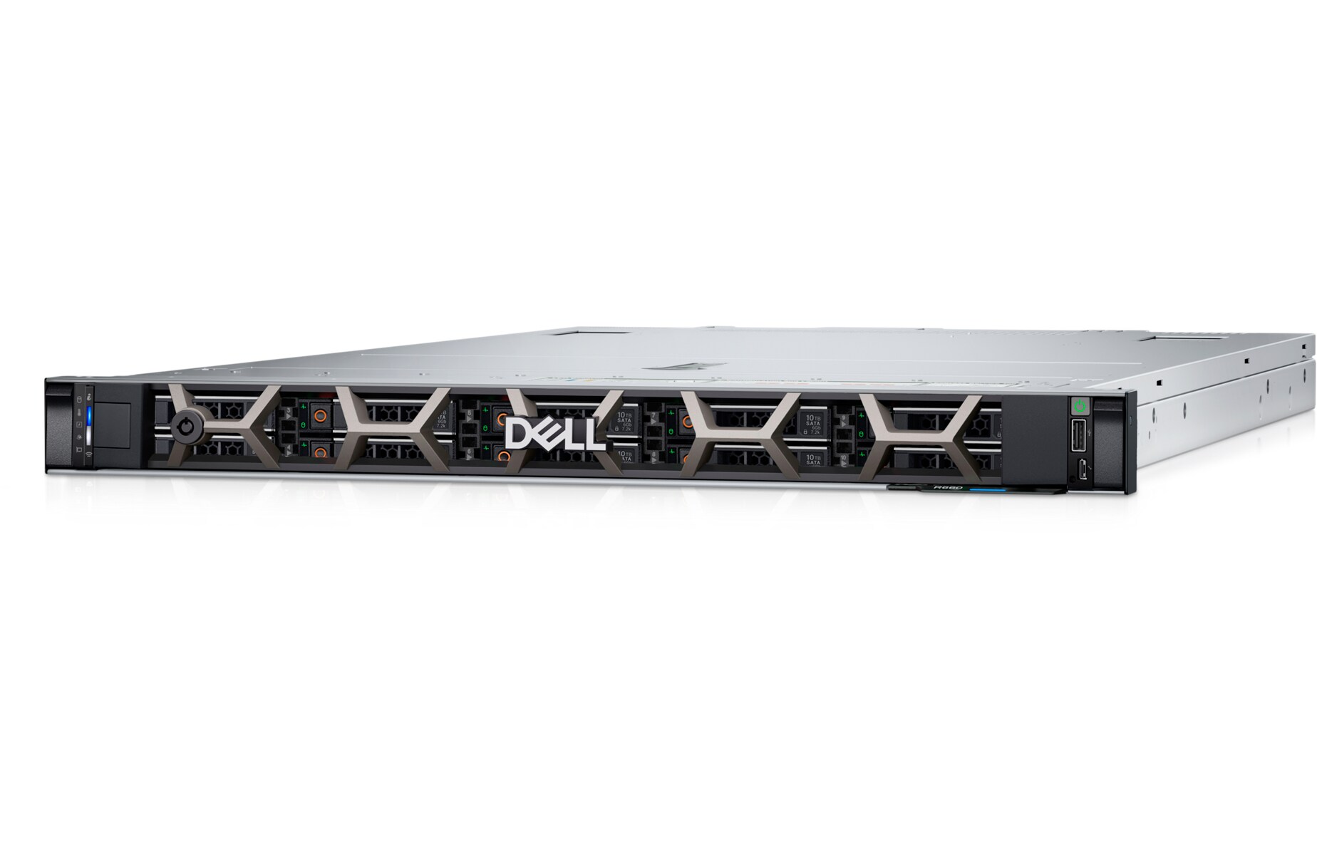 Dell PowerEdge R660 1U rack server, front three-quarter view