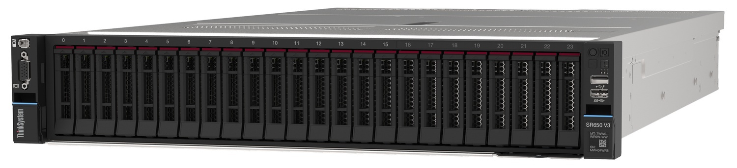 Lenovo ThinkSystem SR650 V3 2U rack server, front angled view