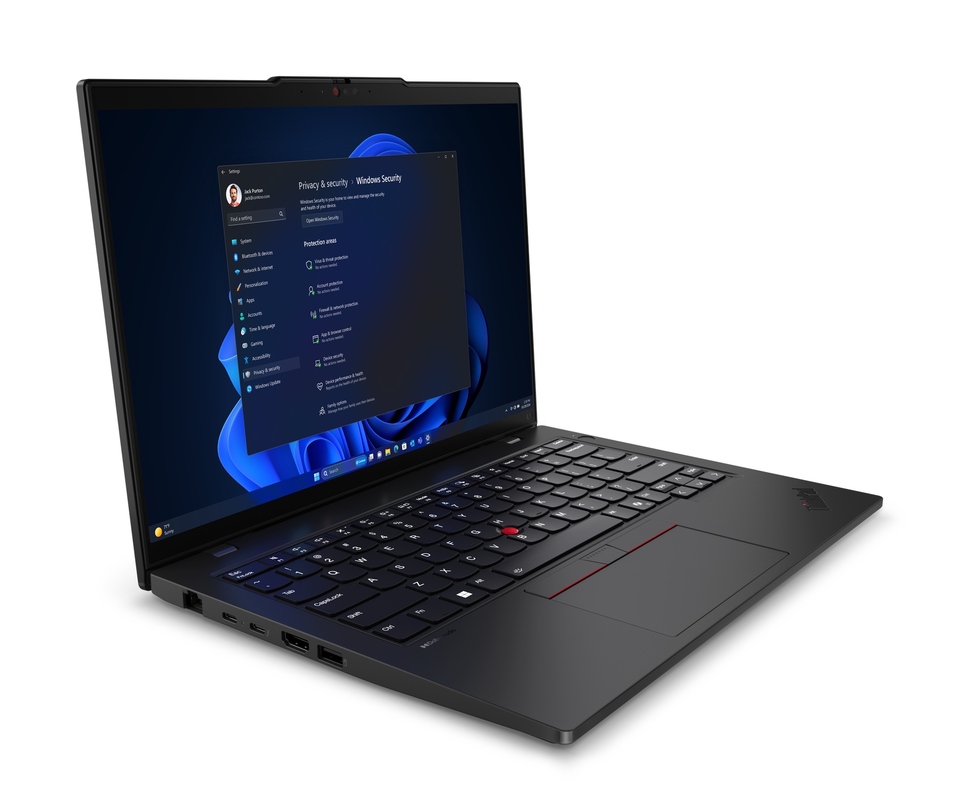 Lenovo ThinkPad L14 Gen 5 laptop, open three-quarter view