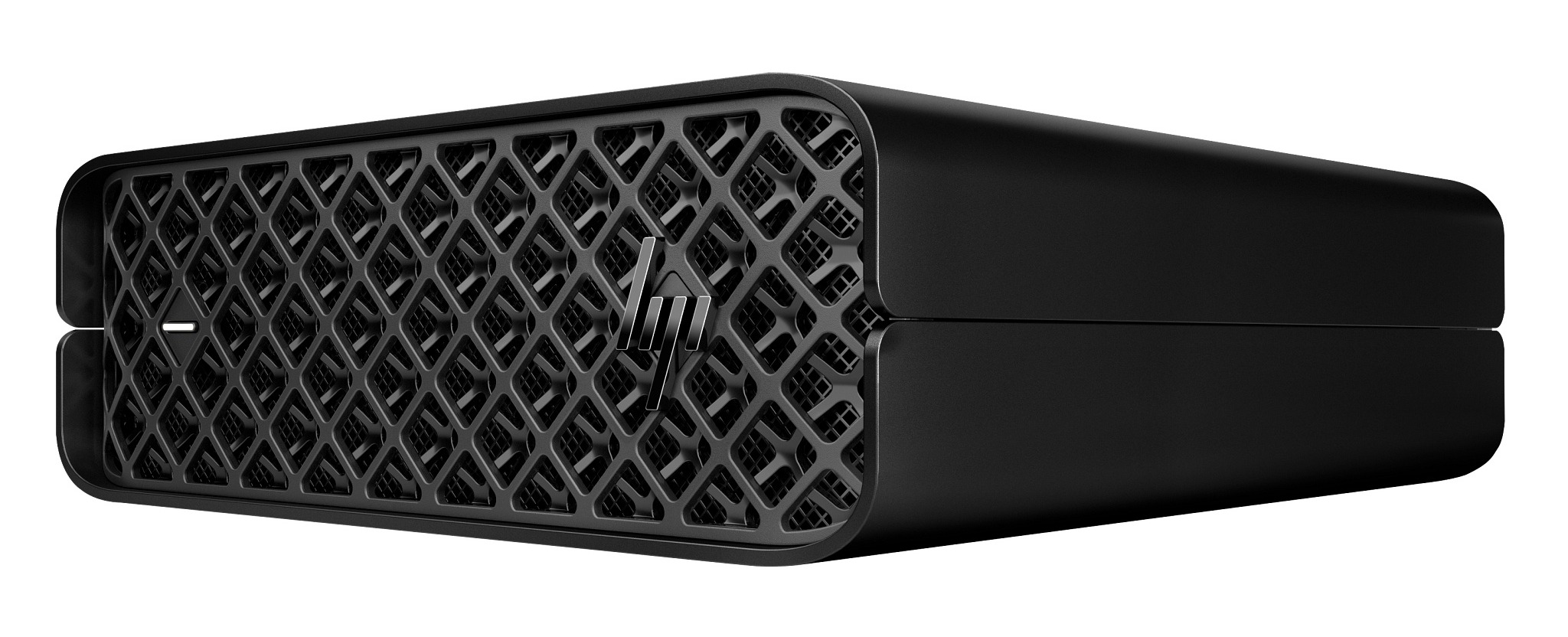 HP Z2 Mini G9 compact workstation, front three-quarter view