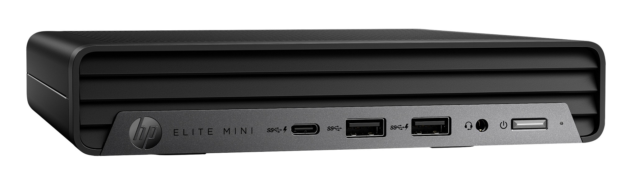 HP Elite Mini 800 G9 compact business desktop, front three-quarter view